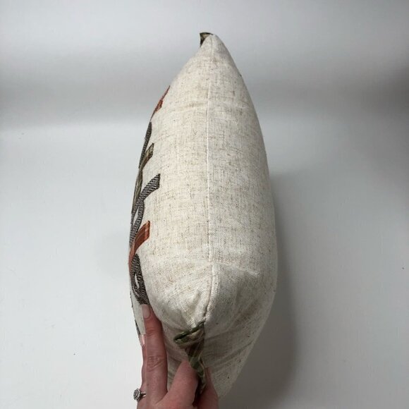 THANKSGIVING Fall Turkey Country Harvest Tweed Brown Cream Orange Plaid Pillow - Picture 10 of 15